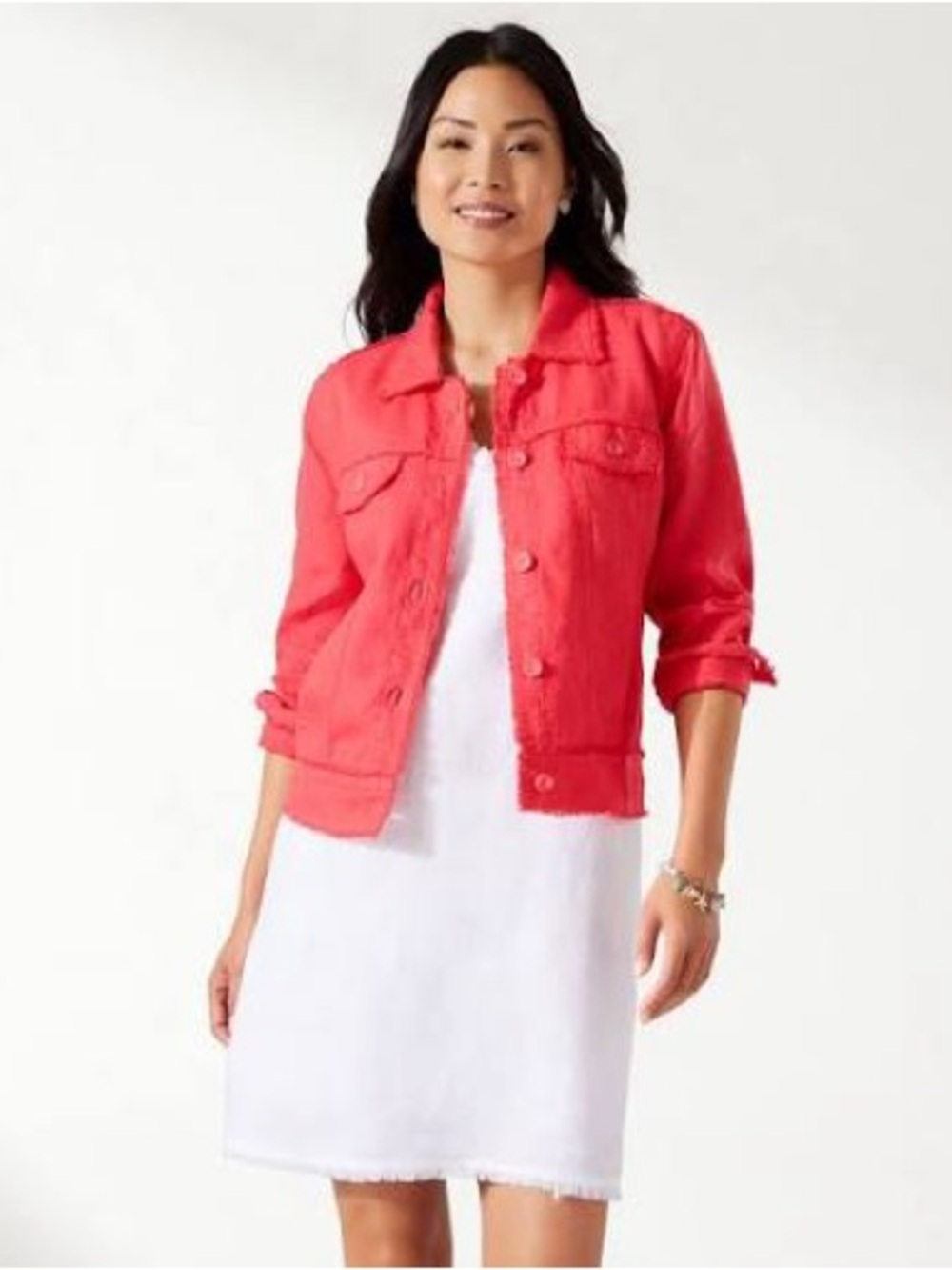 Tommy Bahama two palms Coral Button-Up linen Jacket